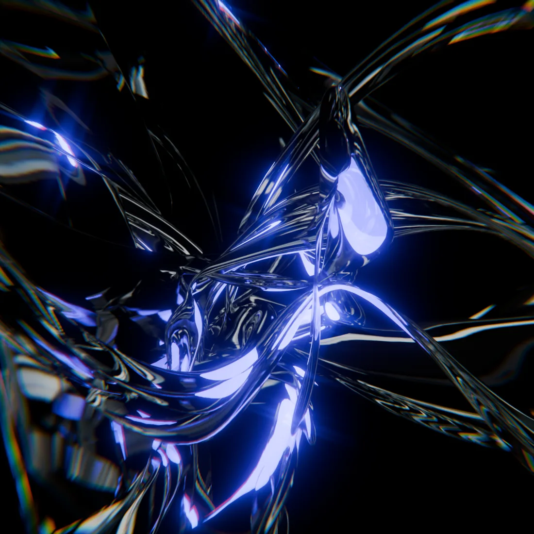 Blue metallic abstract object before post processing