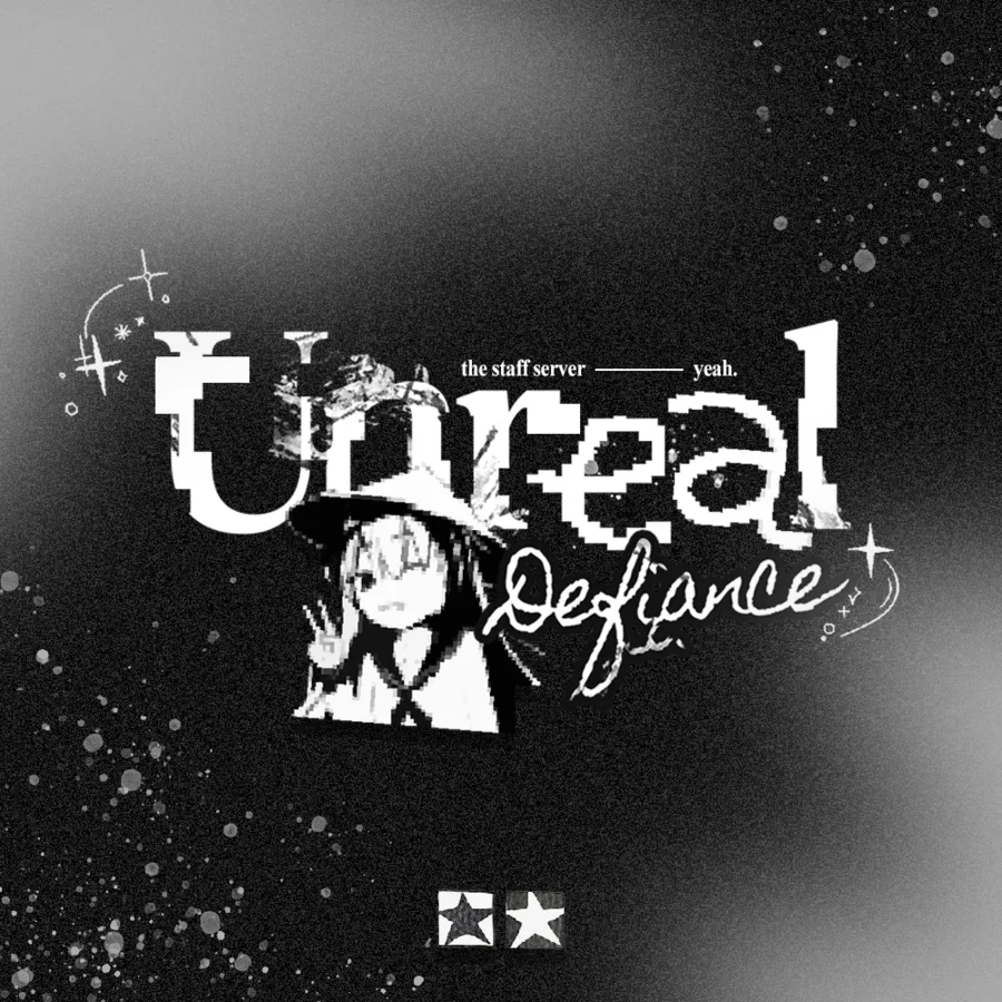 Black and white Unreal Defiance staff icon